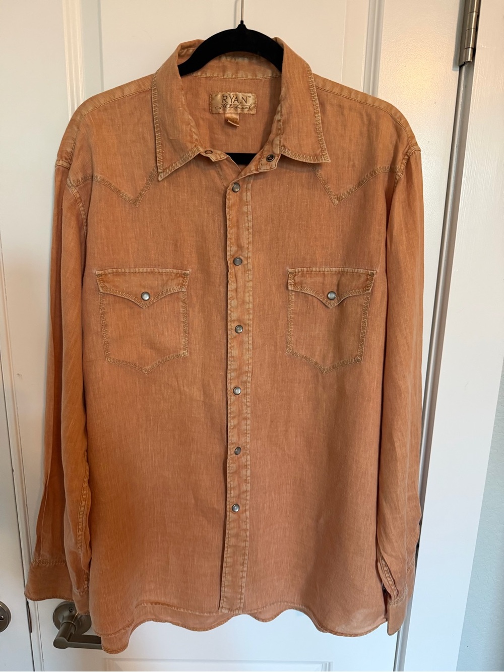 Ryan Michael men’s pearl snap orange
